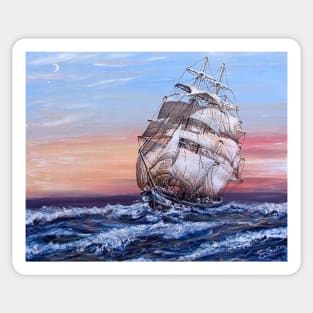 SQUARE RIGGED SAILING SHIP AT SEA Sticker